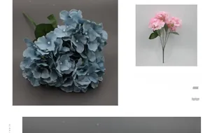 Detailed macro view showing artificial hydrangea petals in vibrant blue and pink tones