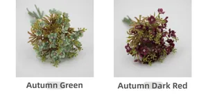 Detailed comparison of autumn green and dark red artificial hydrangea flower bouquets