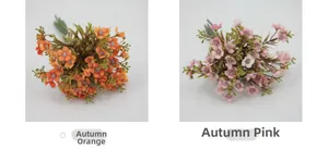 Close-up of artificial small daisies in Autumn Orange and Autumn Pink realistic textures