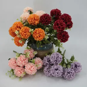 Artificial Hydrangea Bouquet Satin Pom-pom Flowers For Wedding Home Party Decor Photography Props Decorative Fake Floral