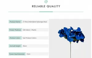 Cabeza de hortensia artificial azul 15cm de seda para decoración de bodas y hogar