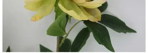 Makro-Detail einer künstlichen gelben Pfingstrose mit geschichteten Blütenblättern