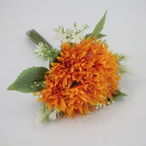 Artificial orange African daisy bouquet with silk petals for home and wedding decor