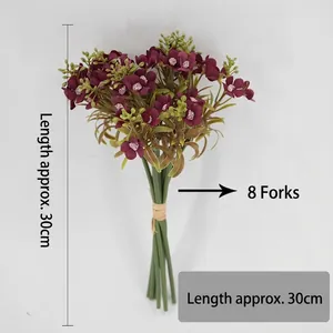 Artificial deep red hydrangea bouquet with 8 forks and 30cm length for home decor
