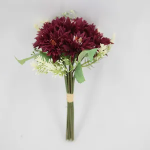 Artificial burgundy daisy bouquet with white accents for wedding and home decoration