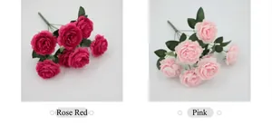 Comparaison détaillée de roses en soie rouge rose et rose avec des pétales superposés