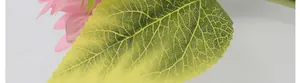 Detailed close-up of yellow and green gradient artificial sunflower leaves with textures