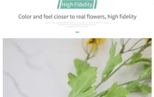 Detailed view of yellow faux chamomile petals with realistic silk fabric texture