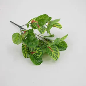 Artificial 7-fork pothos plant with realistic green leaves and yellow veins for home decor