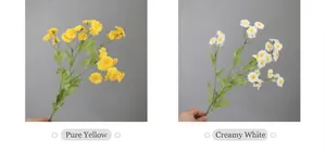 Artificial chamomile daisies in pure yellow and milk white colors with green leaves