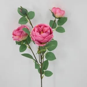 Kunstmatige Austin Roos Zijden Bloem Stengel 4 Koppen Realistische Neprozen Voor Bruiloft Huis Decoratie Feest Bloemstuk