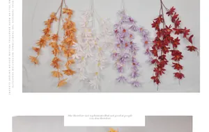 Close-up of artificial lily hanging vines in orange, pink, purple and red for home decor