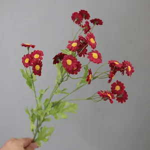 Künstliche Kamille Gänseblümchen Blume Stiel Mehrkopf Seidentuch Kunststoff Wildblume Für Haus Hochzeit Party Tisch Dekoration