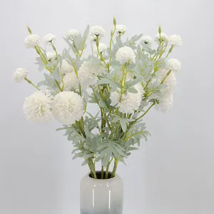 6 Heads Artificial Dandelion Onion Ball Chrysanthemum Faux Silk Flowers Home Living Room Decor Long Stem Fake Plants Bouquet