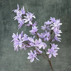 Artificial Orchid Silk Flower Single Stem Faux Lily Branch For Wedding Home Decoration Photography Props Multi-head Floral Arrangement
