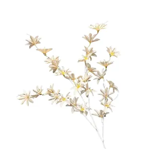 Artificial champagne lily silk flowers with multi-head design for home and wedding decor