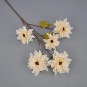 80cm 5 Heads Artificial Dahlia Chrysanthemum Flowers Silk Cloth Fake Flowers For Home Wedding Party Decor