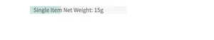 Detail specification showing the 15g net weight for a single Chinese peony flower head