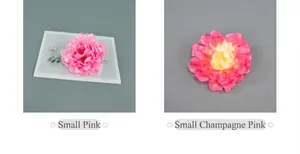 Comparison of pink and champagne silk peony flower heads for Chinese hair accessories