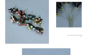 Close-up of 6-fork artificial tea plum roses with multi-color petal details