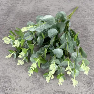 Artificial 16-fork eucalyptus bundle in grey-green for home and wedding decor