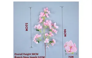Detailweergave van kunstmatige roze bougainvillea met een hoogtemaatstaf van 98cm