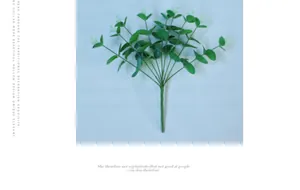 Detailed close-up of realistic 16-fork eucalyptus branches for interior decor and weddings