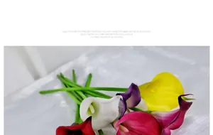 Macro-opname van kleurrijke calla lelies met realistische zijden bloembladen