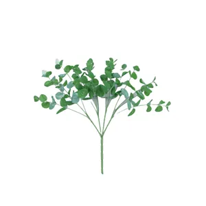 Artificial 16-fork eucalyptus spray with realistic grey-green leaves for wedding decor