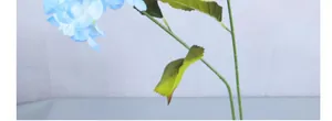 Detail von künstlichen blauen Hortensienblüten und Blättern für die Hochzeit
