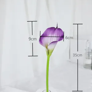 Kunstmatige mini calla lelie boeket paars verloop, 35cm hoog voor huisdecoratie