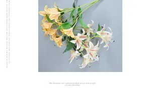 Gros plan d'un bouquet de lys en PU imprimé en 3D avec pétales réalistes orange et roses