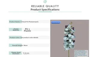 Detailed 3D printed 9-head PU orchid dimensions and realistic petal texture details