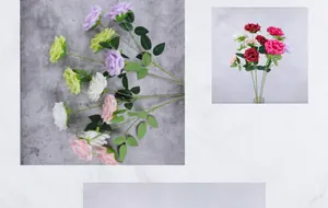 Detailaufnahme mehrfarbiger Seidenrosen in der Vase für Hochzeitsdekorationen