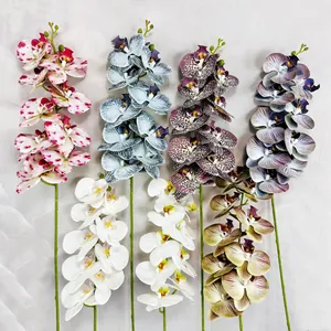 9 Heads Realistic PU Artificial Phalaenopsis Orchid Flower 3D Printed Butterfly Orchid For Home Wedding Decor