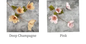 Detalle de amapolas de seda de 4 cabezas en champán y rosa para arreglos florales