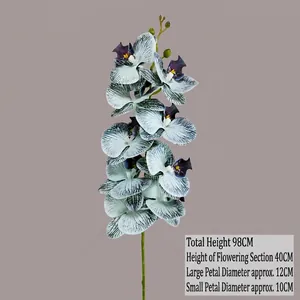 3D printed blue and white artificial butterfly orchid branch with lifelike flower petals