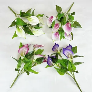 Artificial PU Calla Lily Flower Bouquet Real Touch Faux Floral For Home Wedding Party Decoration Garden Centerpiece Props