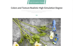Detail of silk corn poppy petals and flocked green stems for home floral decoration