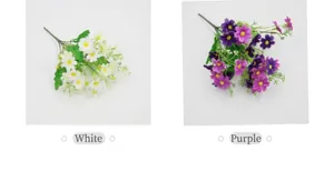 Dettaglio di mazzi di orchidee danzanti in bianco e viola per decorazioni di matrimoni