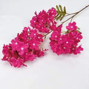 Three-head artificial hydrangea in deep pink for wedding decor and home flower arrangement