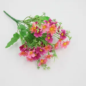 Vibrant bouquet of 28 heads of artificial dancing orchids in pink and orange tones