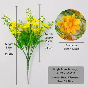 Bouquet di margherite gialle artificiali 33cm con 28 teste per decorazioni casa