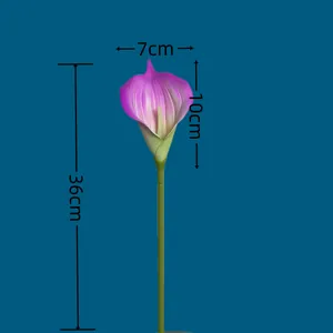 Lirio cala artificial violeta y blanco con tallo verde para hogar de 36cm