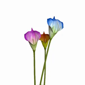 Lirios de cala artificiales de PU en púrpura, naranja y azul para decoración hogar