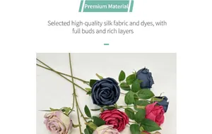 Detailed close-up of artificial Austin silk roses with realistic petals and rich textures