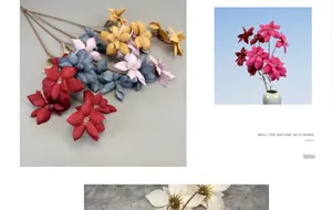 Detail showing various colors of realistic long stem silk flowers in a vase decor