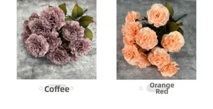 Detailed comparison of coffee and orange artificial carnation bouquets for home decor