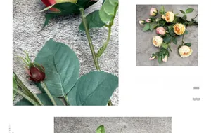 Macro detail of artificial rose petals and leaves with natural vein texture