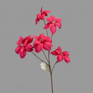 Deep rose artificial morning glory with 5 flower heads 75cm height for wedding decor